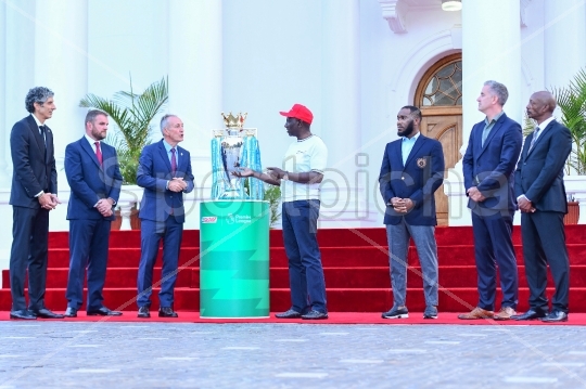 President William Ruto receive EPL Trophy