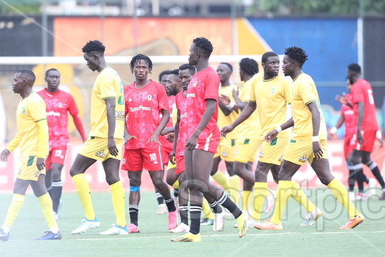 SP Mathare united and Shabana players walkout of field after the referee stoped the match to avoid tear gas thrown by police  to rowdy fans BZ1C2333