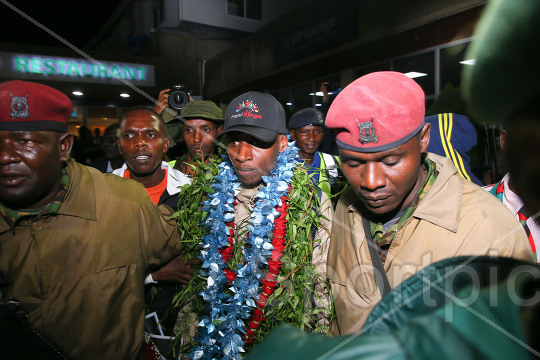 MARATHON WORLD RECORD HOLDER SEBASTIAN SAWE ARRIVE JKIA